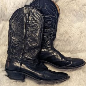 Size 10B Men's Nocona Black Leather Cowboy Boots